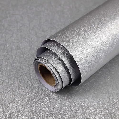 Silver Grey Wallpaper Peel and Stick Embossed Self Adhesive Contact Paper by Abyssaly