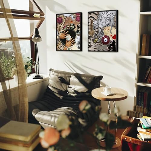 Fashion Cheetah Wall Art Set of 3 Leopard Wall Decor Pictures Lucky 8 Ball - Image 5