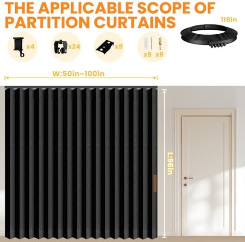 Room Divider Curtain Sets with Flexible Ceiling Track, Privacy Soundproof - Image 2
