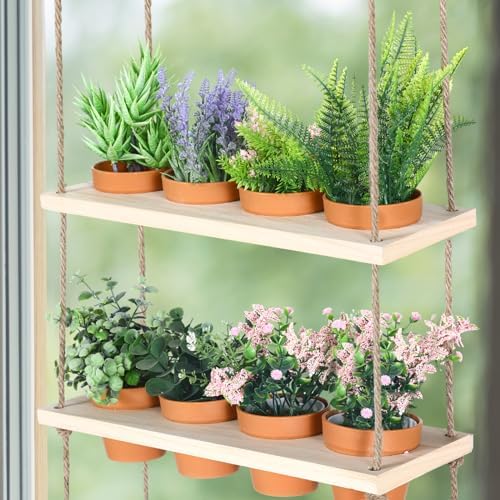 FillTouch 16 Pcs 4 Tiered Hanging Herb Garden Wall Hanging Planter - Image 3