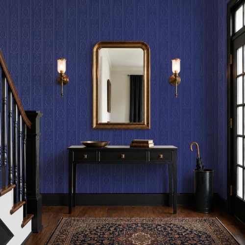 JiffDiff Navy Blue 3D Embossed Textured Peel Stick Wallpaper 17.3"x120" - Image 6