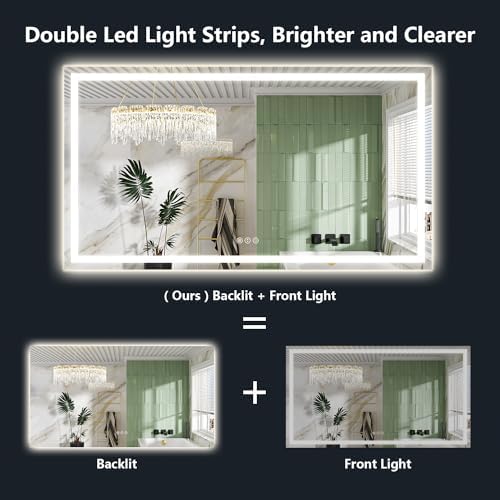 66x36 LED Bathroom Mirror with Lights, Lighted Vanity Mirror - Image 2