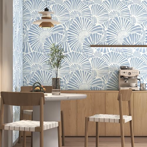 Theper Blue and White Wallpaper Peel and Stick Wallpaper Boho 17.3"×393" - Image 4