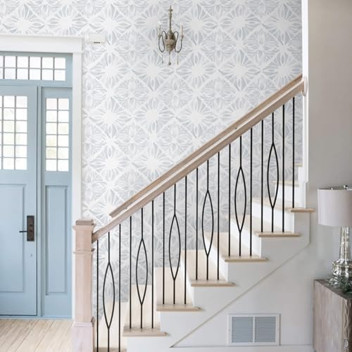 Blue Wallpaper Coastal Peel and Stick Wallpaper Boho 197"x17.3" Blue and White - Image 5