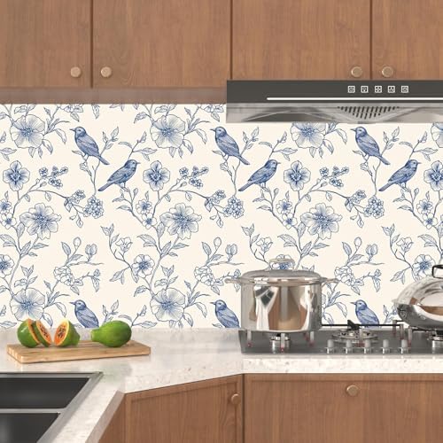 Laatse Floral Bird Vintage Wallpaper Peel and Stick 17.5" x 118" - Image 2