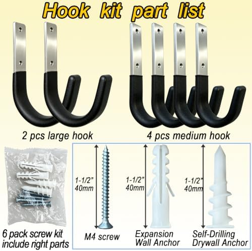Heavy Duty Wall Hook Kit, Enhanced Garage Wall hooks, Tool Organizer - Image 5