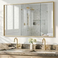 55"x30" Satin Gold Wide Bathroom Wall Mirror by Pocetry