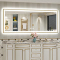 84x32 Gold LED Bathroom Mirror by Awandee