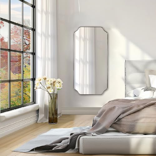 ANDY STAR 24x48 Inch Bathroom Mirror, Brushed Nickel Rectangle Mirror, - Image 3