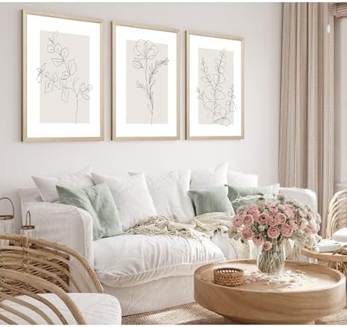 Neutral Botanical Prints Wall Art Flower Minimalist Canvas Wall Decor Vintage - Image 4