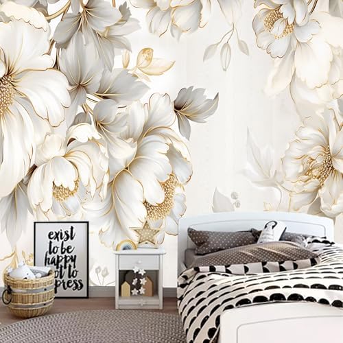 Light-Colored Floral Bedroom Peel-and-Stick Wallpaper-85 x118 - Image 2