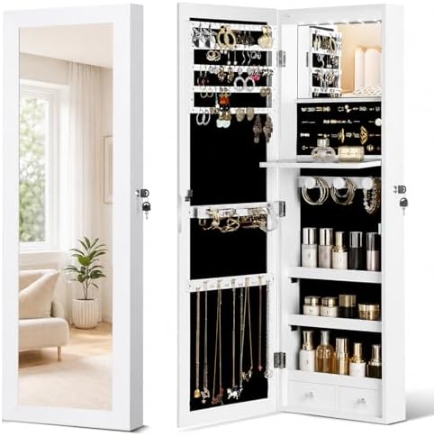 Over the Door Jewelry Organizer, Wall Mounted Jewelry Cabinet by JOYUSAEN