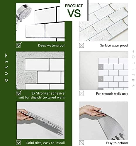 STICKGOO 10-Sheet Backsplash Peel and Stick Subway Tile, Self Adhesive Vinyl - Image 4