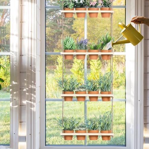 FillTouch 16 Pcs 4 Tiered Hanging Herb Garden Wall Hanging Planter - Image 4