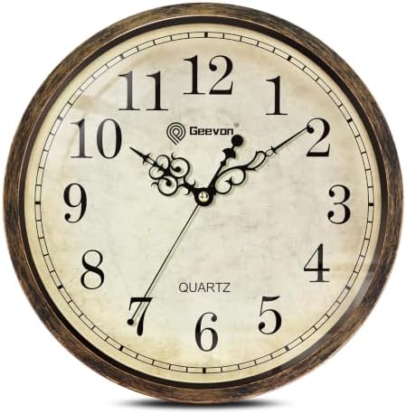 Geevon Silent Wall Clock 12" Non Ticking Battery Operated Retro Decor by GEEVON