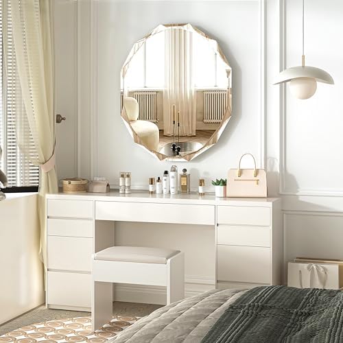 24" x 30" Silver Oval Bathroom Mirror Beveled Edge Frameless Mirrors - Image 6
