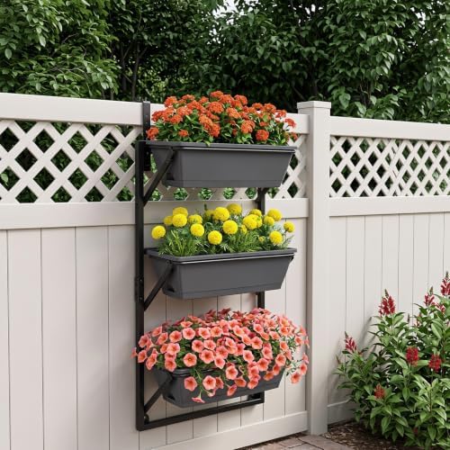 GIANTEX 3-Tier Deck Railing Planter, Hanging Planter Boxes - Image 3