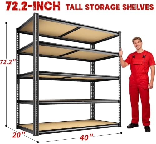 ROOMFAVE 40" W Garage Shelving 2300LBS Storage Shelves, 5 Tier - Image 3