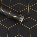 Safiyya 590"x17.3" Black Wallpaper Gold and Black Contact Paper Peel and Stick by SAFIYYA