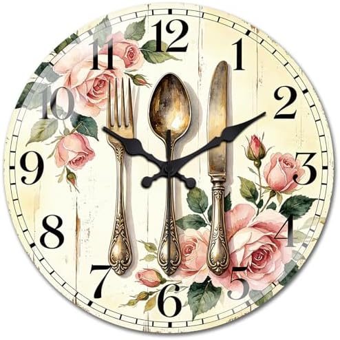 peacoblue Rose and Tableware Wall Clocks Battery Operated by PEACOBLUE