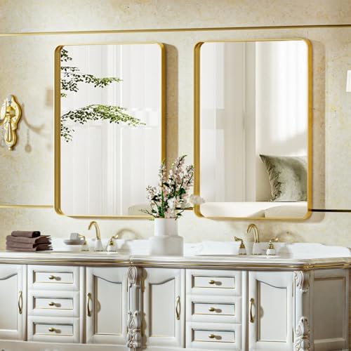 VooBang Bathroom Mirror 20x30 inch, Modern Round Corner Bathroom Vanity Mirror - Image 6