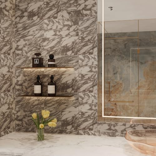 20-Piece Calacatta White Marble Peel and Stick Backsplash Wall Tiles, Laundry - Image 4
