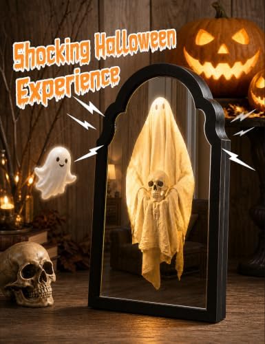 20" Haunted Ghost Mirror with LED Lights & Scary Voice Changer - Image 4