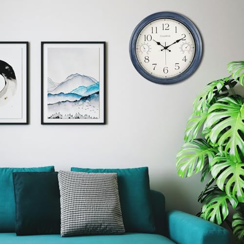 Crosstime 16" Indoor Outdoor Retro Wall Clock Battery Operated Silent - Image 3