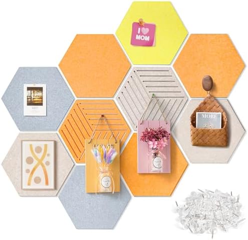 Hexagon Felt Corkboard for Office Frameless Self Adhesive, 10 Pack by Unknown