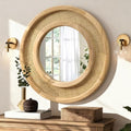 JJUUYOU Wooden Mirror Circle Mirrors by JJUUYOU