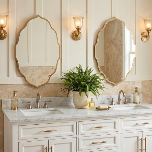 PERFNIQUE Gold Scalloped Wall Mirror, Large Decorative Mirror - Image 3