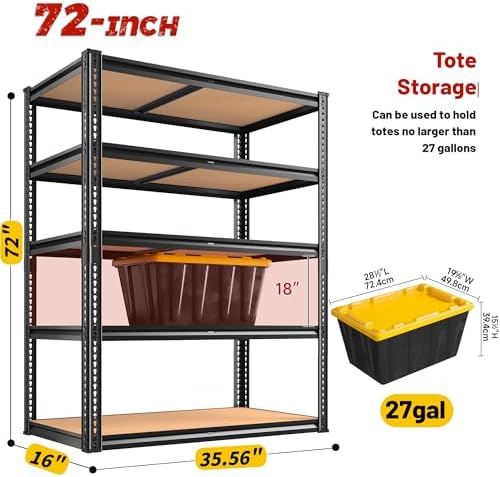 ROOMFAVE Garage Shelving Heavy Duty, 5 Tier - Image 3