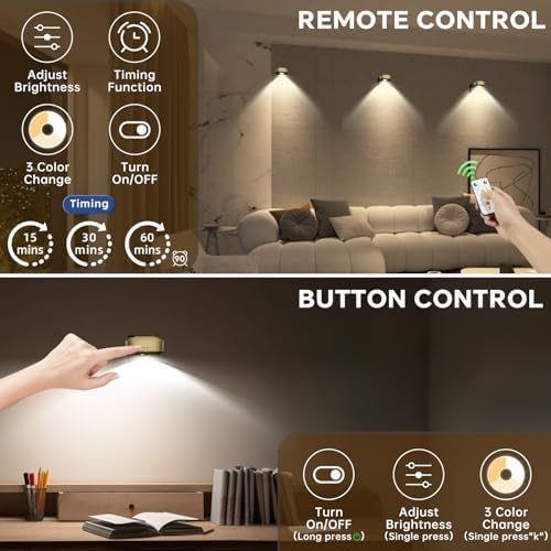 Picture Lights for Wall 3 Pcs, Rechargeable Battery Operated Magnetic Wall - Image 3