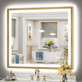 40x36 Gold Beveled LED Lighted Bathroom Mirror, Backlit & Front Lit by Awandee