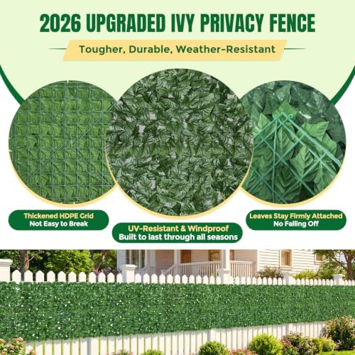 Artificial Ivy Privacy Fence Screen, 240X40 in Privacy Fence Panels Balcony - Image 3
