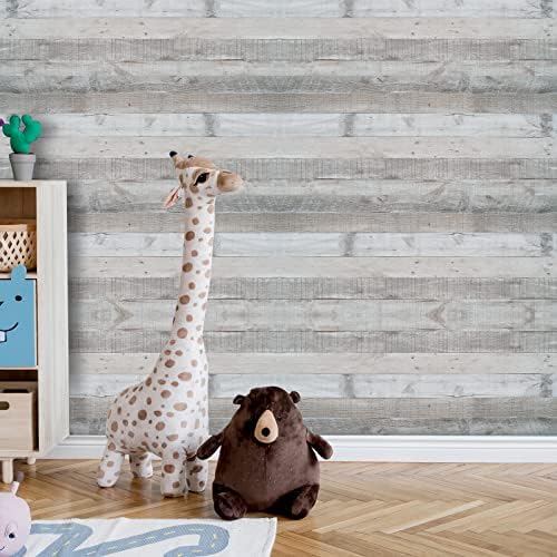 WENMER Grey Wood Wallpaper 17.71" x 118" Shiplap Peel and Stick Wallpaper Wood - Image 2