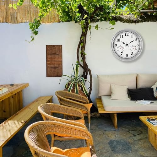 JENLYSTIME 16 Inch Silver Vintage Waterproof Outdoor Wall Clock - Image 3