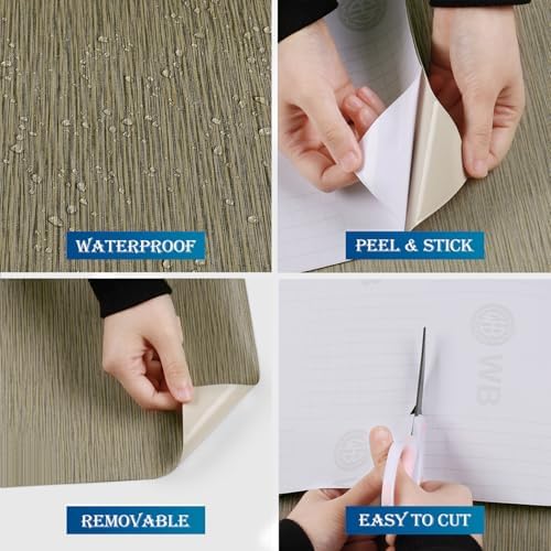 FunStick 24"x200" Grasscloth Peel and Stick Wallpaper Textured Brown Fabric - Image 4