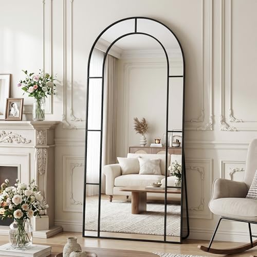 76" x 34" Arched Full Length Floor Mirror, Farmhouse Window Pane Mirror by CoomilyBrandStory