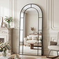 76" x 34" Arched Full Length Floor Mirror, Farmhouse Window Pane Mirror by CoomilyBrandStory