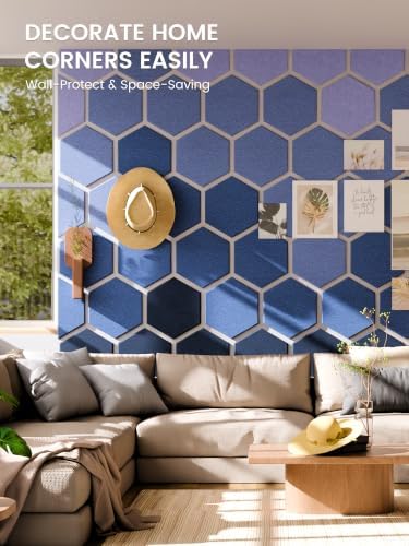 Fluxynara 8-Pack Hexagon Felt Bulletin Board Tiles, Denim Mist-1 - Image 4