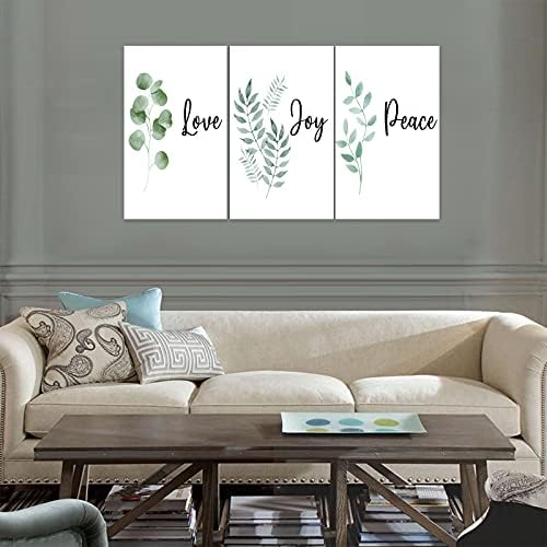 3 Piece Inspirational Wall Art, Quotes "Love Joy Peace" Canvas Print - Image 3