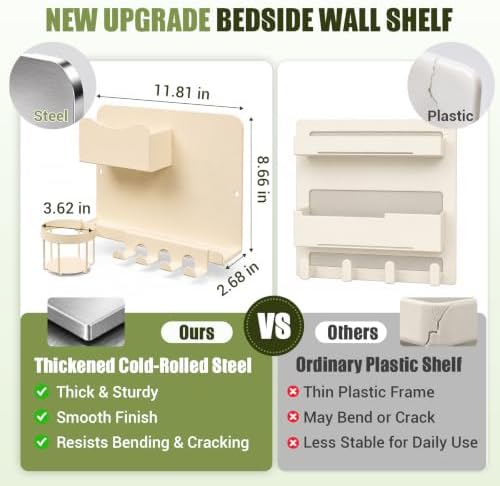Floating Bedside Wall Shelf, Metal Wall Organizer - Image 2