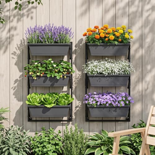 GIANTEX 3-Tier Deck Railing Planter 2 Pcs, Hanging Planter Boxes - Image 4