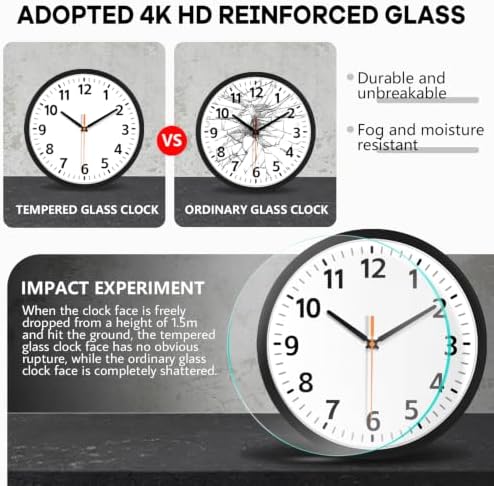10" Modern Silent Wall Clock, Wall Clocks Battery Operated - Image 4