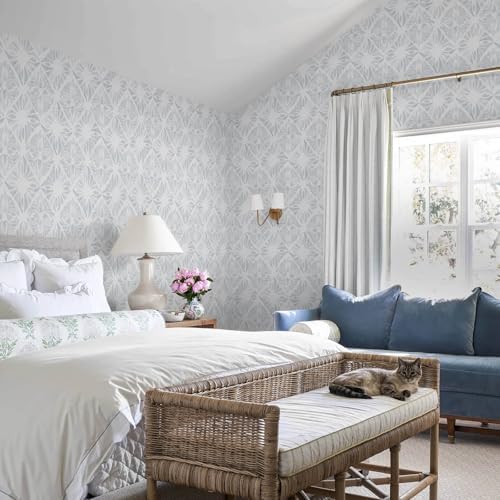 Blue Wallpaper Coastal Peel and Stick Wallpaper Boho 78.7"x17.3" Blue and White - Image 6