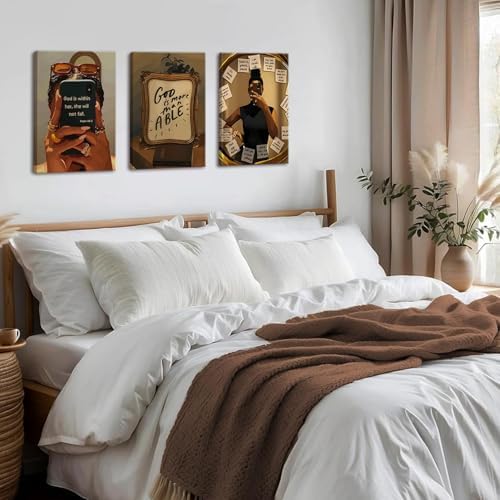 Framed Black Girl Wall Art Set of 3, Fashion Inspirational Black Woman Wall - Image 5