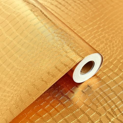 Peel and Stick Wallpaper Gold Crocodile Wallpaper 15.7" X 393" - Image 7
