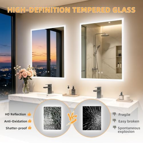LUVODI Bathroom LED Mirror Backlit: Rectangular Vanity Mirror 28x36 inches - Image 6