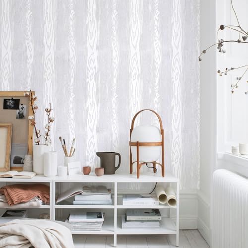 Yun-aeon White and Silver Wood Contact Paper 17.3"x200" Rustic Wooden Peel and - Image 4
